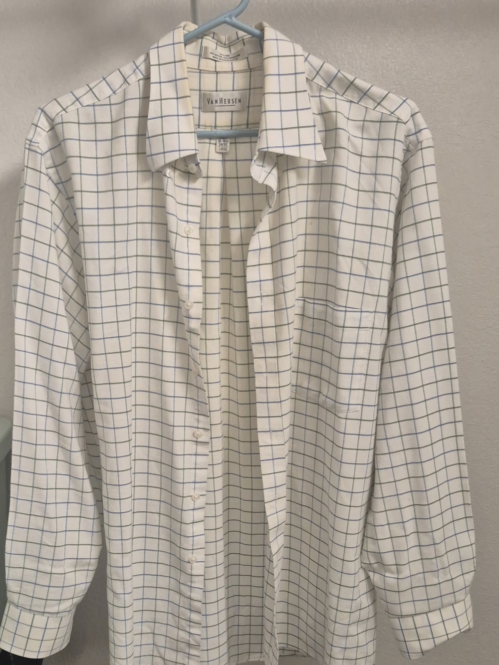 Van Heusen Men’s White Grid Dress Shirt